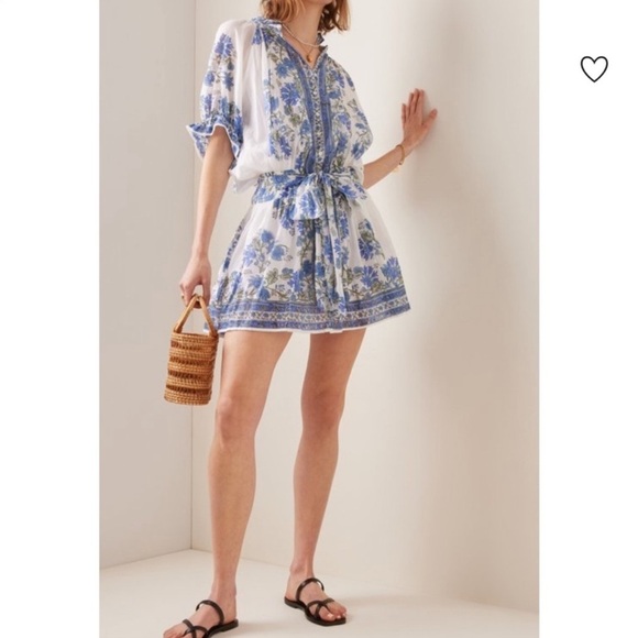 Juliet Dunn NWT Floral Mini Cotton Shirt Dress with Slip 1(4/6) - Picture 6 of 16